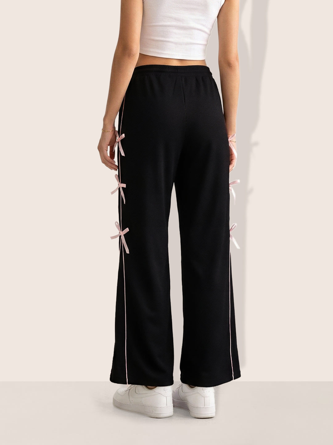 Women's Black Flare Solid Casual Trousers