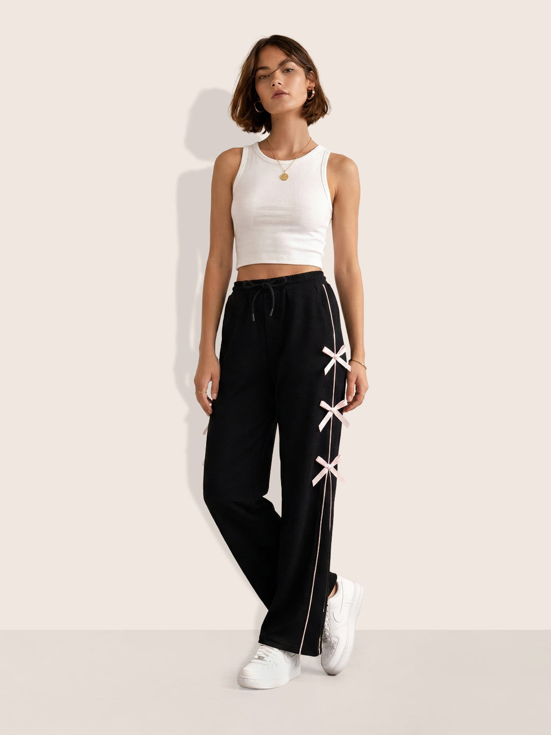 Women's Black Flare Solid Casual Trousers