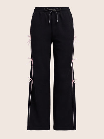 Women's Black Flare Solid Casual Trousers
