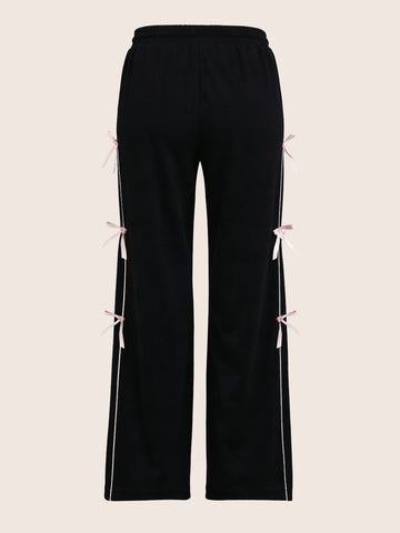 Women's Black Flare Solid Casual Trousers