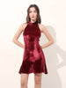 Women's Red Regular Fit Party Wear Solid Dress