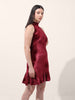 Women's Red Regular Fit Party Wear Solid Dress
