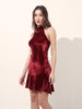 Women's Red Regular Fit Party Wear Solid Dress