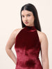 Women's Red Regular Fit Party Wear Solid Dress