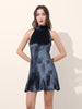 Women's Blue Regular Fit Party Wear Solid Dress
