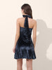 Women's Blue Regular Fit Party Wear Solid Dress