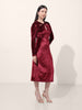 Women's Red Regular Fit Party Wear Solid Dress