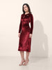 Women's Red Regular Fit Party Wear Solid Dress