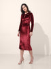 Women's Red Regular Fit Party Wear Solid Dress