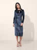 Women's Blue Regular Fit Party Wear Solid Dress