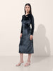Women's Blue Regular Fit Party Wear Solid Dress