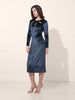 Women's Blue Regular Fit Party Wear Solid Dress