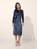 Women's Blue Regular Fit Party Wear Solid Dress