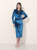 Women's Blue Regular Fit Party Wear Solid Dress