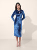 Women's Blue Regular Fit Party Wear Solid Dress