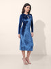 Women's Blue Regular Fit Party Wear Solid Dress