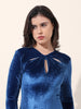 Women's Blue Regular Fit Party Wear Solid Dress