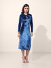 Women's Blue Regular Fit Party Wear Solid Dress