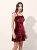 Women's Red Regular Fit Party Wear Solid Dress