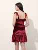 Women's Red Regular Fit Party Wear Solid Dress