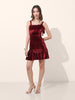 Women's Red Regular Fit Party Wear Solid Dress