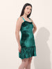 Women's Green Regular Fit Party Wear Solid Dress