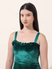 Women's Green Regular Fit Party Wear Solid Dress