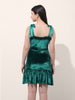 Women's Green Regular Fit Party Wear Solid Dress