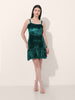 Women's Green Regular Fit Party Wear Solid Dress