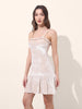 Women's Beige Regular Fit Party Wear Solid Dress