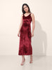Women's Red Regular Fit Party Wear Solid Dress