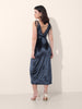 Women's Blue Regular Fit Party Wear Solid Dress