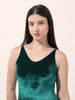 Women's Green Regular Fit Party Wear Solid Dress