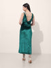 Women's Green Regular Fit Party Wear Solid Dress
