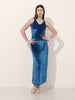 Women's Blue Regular Fit Party Wear Solid Dress