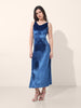 Women's Blue Regular Fit Party Wear Solid Dress