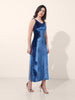 Women's Blue Regular Fit Party Wear Solid Dress