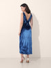 Women's Blue Regular Fit Party Wear Solid Dress