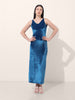 Women's Blue Regular Fit Party Wear Solid Dress