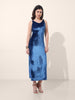 Women's Blue Regular Fit Party Wear Solid Dress
