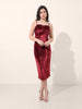 Women's Red Regular Fit Party Wear Solid Dress