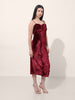 Women's Red Regular Fit Party Wear Solid Dress
