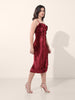 Women's Red Regular Fit Party Wear Solid Dress