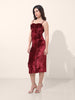 Women's Red Regular Fit Party Wear Solid Dress