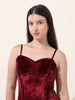 Women's Red Regular Fit Party Wear Solid Dress