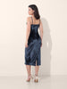 Women's Blue Regular Fit Party Wear Solid Dress