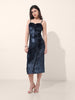 Women's Blue Regular Fit Party Wear Solid Dress
