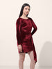 Women's Red Regular Fit Party Wear Solid Dress
