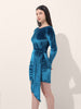 Women's Blue Regular Fit Party Wear Solid Dress