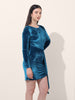 Women's Blue Regular Fit Party Wear Solid Dress